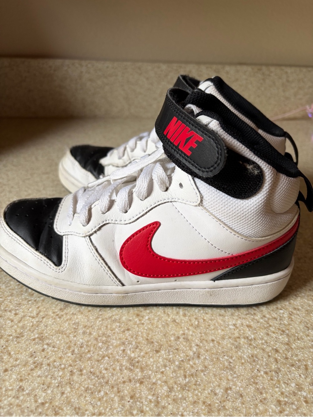 Nike Kids High-Top Sneakers — White, Black & Red